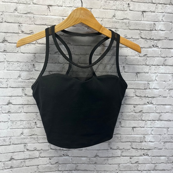 KIAVA Black Sweetheart Swim Tank Top w/Built In Bra Mesh Racerback Women’s Small - Picture 2 of 9